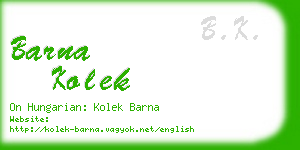 barna kolek business card